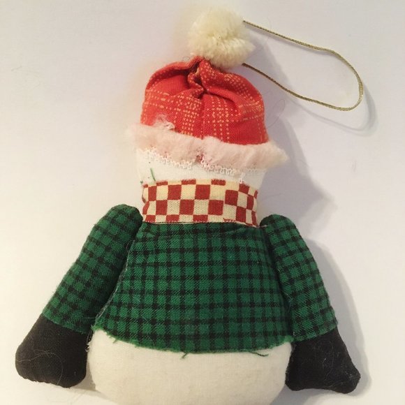 Vintage Snowman Tree Ornament Doll Fabric Bead Legs Christmas Decor Collectible - Picture 6 of 8
